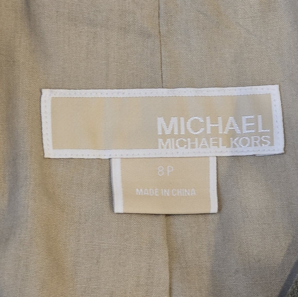 Michael Kors Women Linen Blazer Cardigan 8 Petite Army Khaki Green - Picture 4 of 6